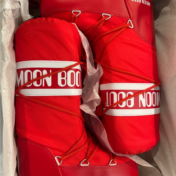 Moon Boot Red Snow Boots Tall - Picture 1 of 3